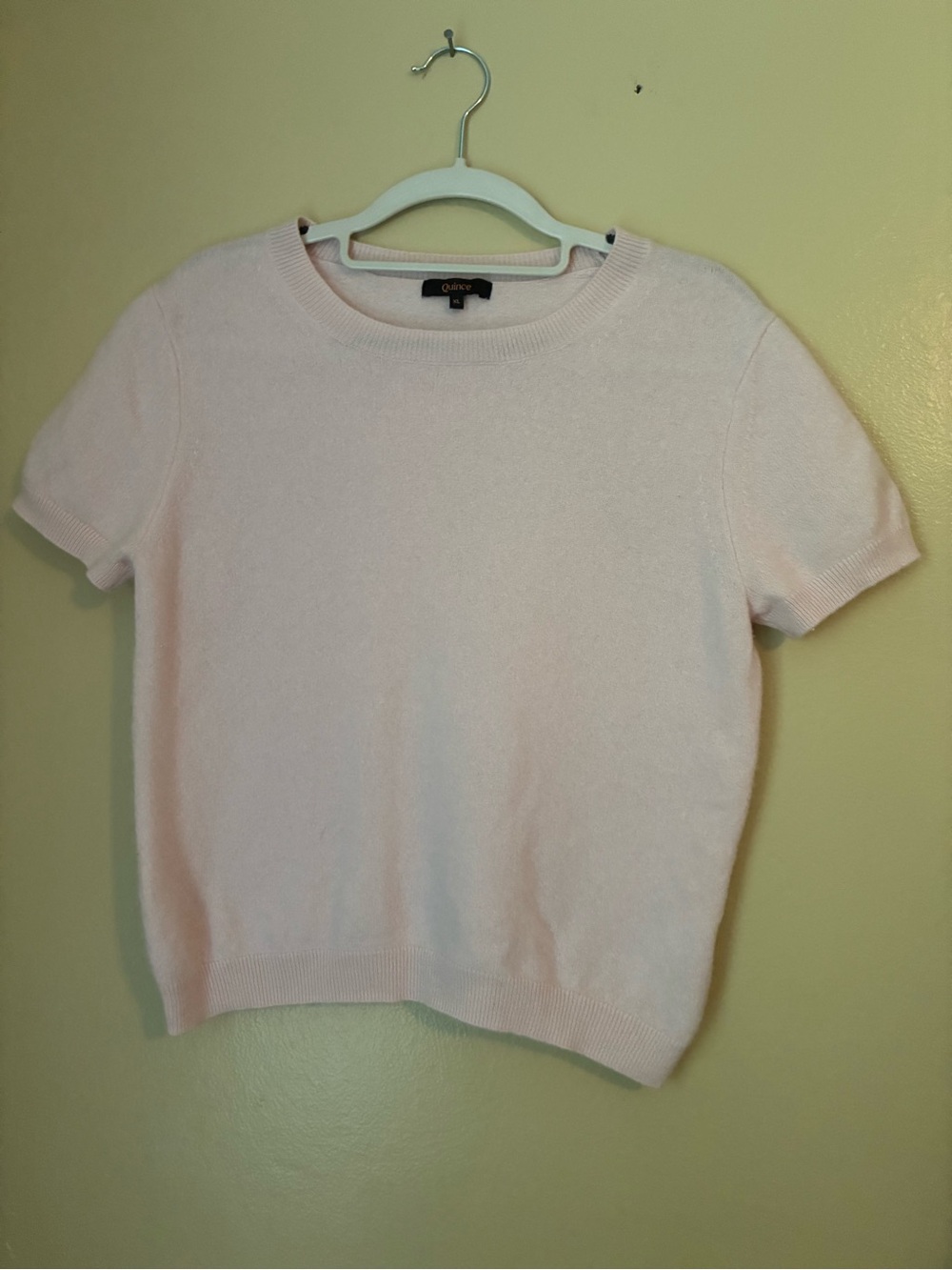 Quince Light Pink Short Sleeve Crop Sweater